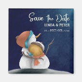 Snowman Couple Winter Wedding Save the Date Magnet (Vorne)