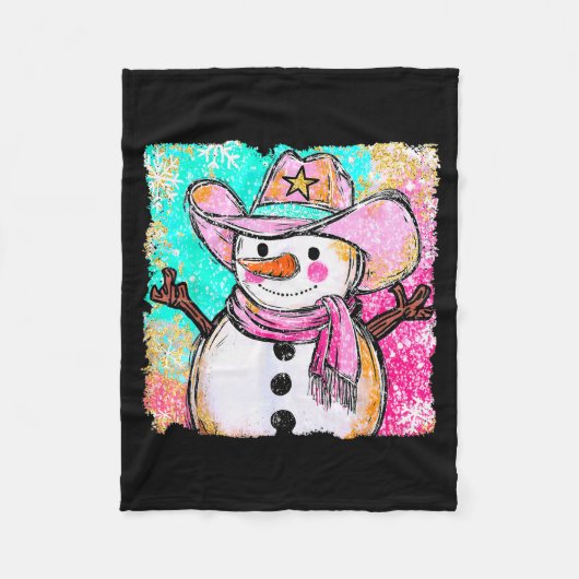 Snowman Cowboy Western Brushstroke Watercolor Xmas Fleecedecke (Vorderseite)