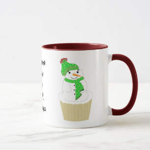 Snowman Cupcake mit Sprichwort Tasse