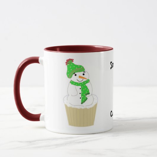 Snowman Cupcake mit Sprichwort Tasse (Links)
