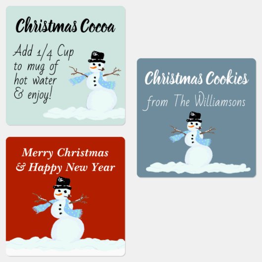 Snowman Custom Holiday Food Geschenketiketten Etiketten (Gruppe)