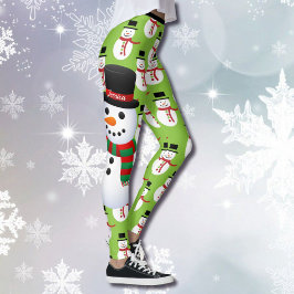 Snowman Custom Leggings Weihnachten Rennen