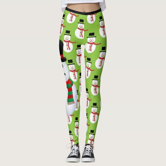 Snowman Custom Leggings Weihnachten Rennen (Vorderseite)
