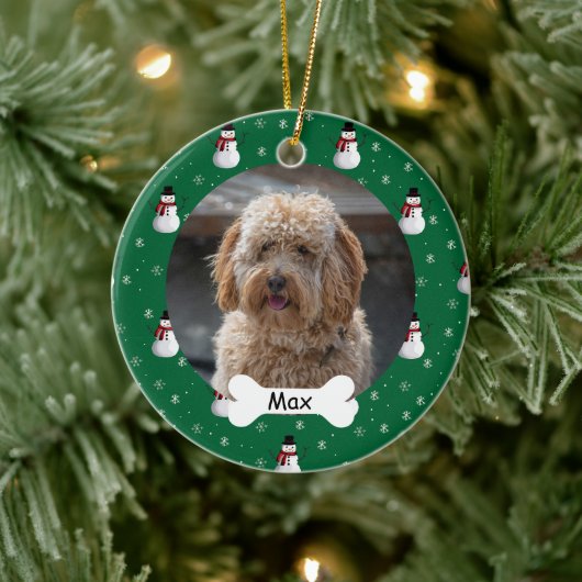 Snowman Custom Pet Puppy Dog Foto Keramik Ornament (Baum)