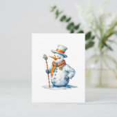Snowman D - Wasserfarben Feiertagskarte (Stehend Vorderseite)