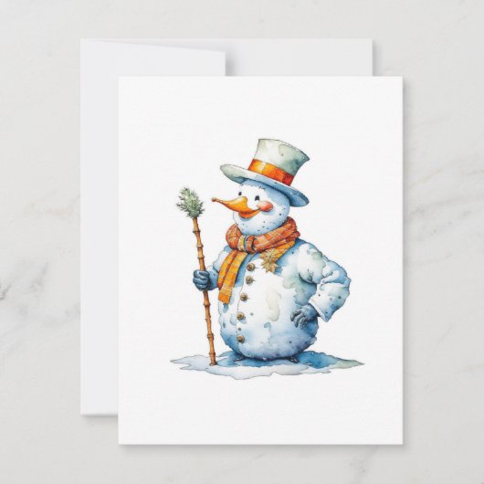 Snowman D - Wasserfarben Feiertagskarte (Vorderseite)