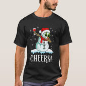 Snowman Dabbing Cheers Xmas Wine  Christmas Pajama T-Shirt (Vorderseite)