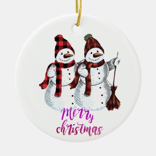 Snowman Decoration Frohe Weihnachtsbaumdekoration Keramik Ornament (Vorne)