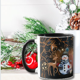 Snowman & Deer Friends Night Tale Custom Christmas Tasse