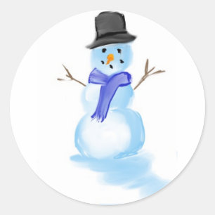 Snowman, der auf Aufkleber zeichnet