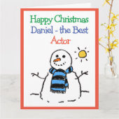 Snowman Design Frohe Weihnachten an einen Schauspi Karte (Gelbe Blume)