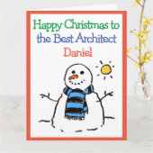 Snowman Design Frohe Weihnachten für einen Archite Karte (Gelbe Blume)