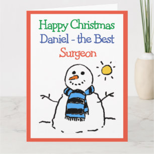 Snowman Design Frohe Weihnachten für einen Chirurg Karte