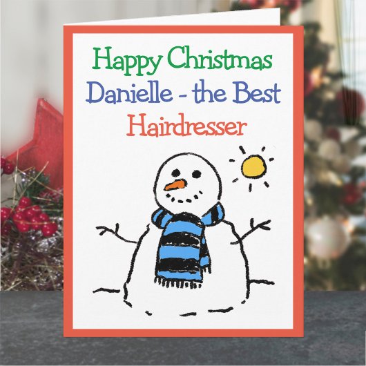 Snowman Design Frohe Weihnachten für einen Friseur Karte