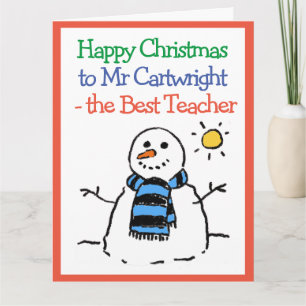 Snowman Design Frohe Weihnachten für einen Lehrer Karte