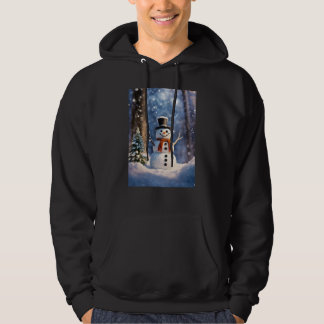 Snowman Design Man, s Basic Hooded Sweatshirt