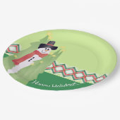 Snowman Designed Holiday Pappteller (Schrägansicht)