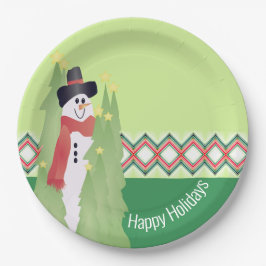 Snowman Designed Holiday Pappteller
