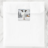 Snowman Doing a Headstand  Quadratischer Aufkleber (Tasche)