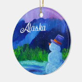 Snowman Dreams Keramik Ornament mit Alaska (Links)