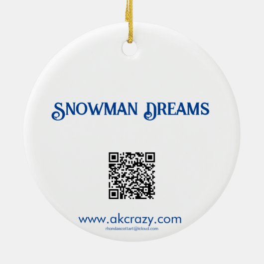 Snowman Dreams Keramik Ornament mit Alaska (Hinten)