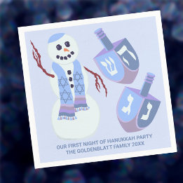 Snowman Dreidels Blue Personalisiert Niedlich Hanu Serviette