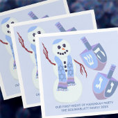 Snowman Dreidels Blue Personalisiert Niedlich Hanu Serviette