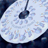 Snowman Dreidels Hanukkah Pattern Chrismukkah Polyester Weihnachtsbaumdecke