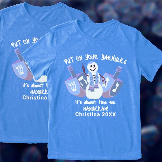 Snowman Dreidels Jewish Holiday Hanukkah Funny Tri-Blend Shirt