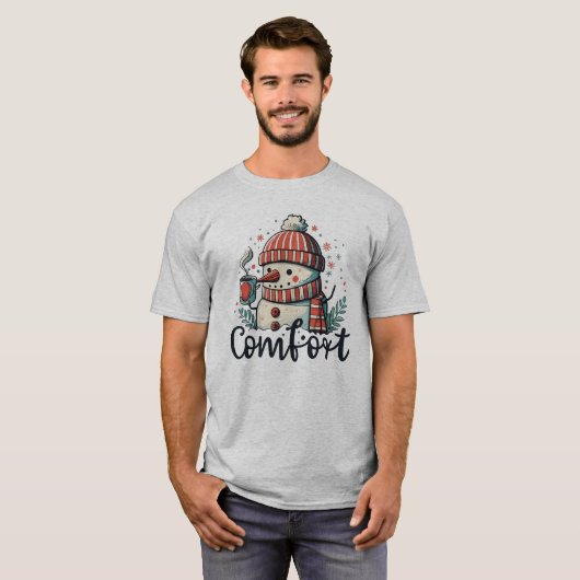Snowman Drink Cocoa - Funny T-Shirt (Vorne ganz)