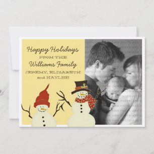 Snowman Duo Holiday Flat Card, gelb Feiertagskarte