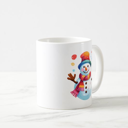 Snowman - ein fröhlicher Schneemann für Weihnachte Kaffeetasse (VorderseiteRechts)