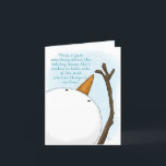 Snowman erreicht für Snowflake Wertvolle Dinge Feiertagskarte<br><div class="desc">Ein Schneemann sucht neben den anderen Fluren eine große Schneeflocke. Sentiment spricht davon,  die wertvollen Dinge in deinem Leben zu bemerken. Weihnachtsgrüße für die wertvollsten in deinem Leben! ©Original Design von Christie Black von Kreationen aus dem Herzen.</div>