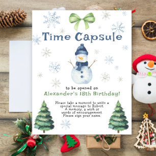Snowman Evergreen Time Kapsel 1. Geburtstag Poster