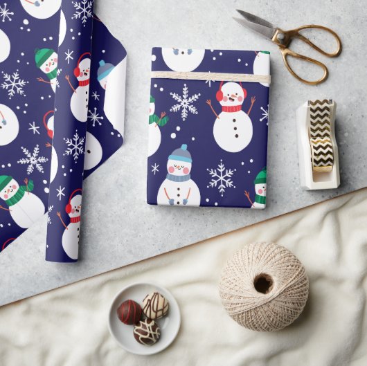 Snowman Face Background Hübsches Geschenk Geschenkpapier (Kunsthandwerk)