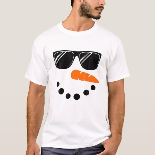Snowman Face Boys Kinder Kleinkind Glasse Weihnach T-Shirt (Vorderseite)