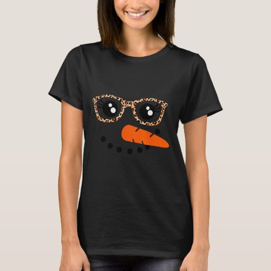 Snowman Face Carrot Nose Christmas Winter Cosplay T-Shirt (Vorderseite)