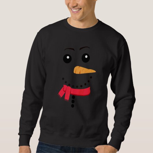 Snowman Face Carrot Nose Eyebrows Scarf Funny Chri Sweatshirt (Vorderseite)