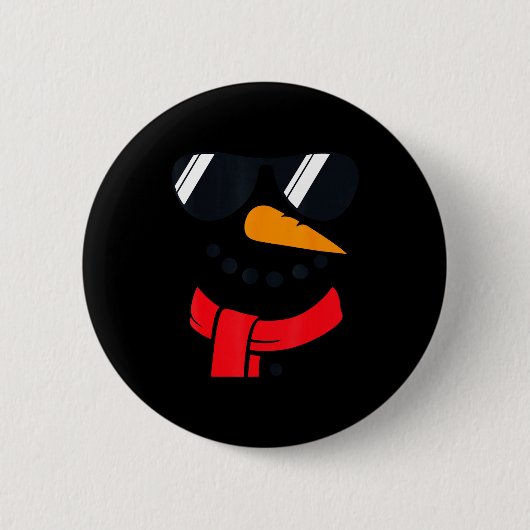 Snowman Face Family Christmas Matching Costume Men Button (Vorderseite)