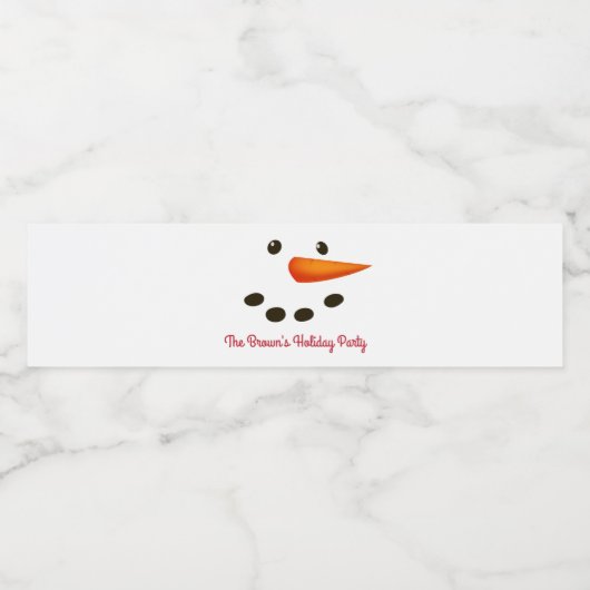 Snowman Face, Holiday Wasserflaschenetikett (Einzelnes Label)