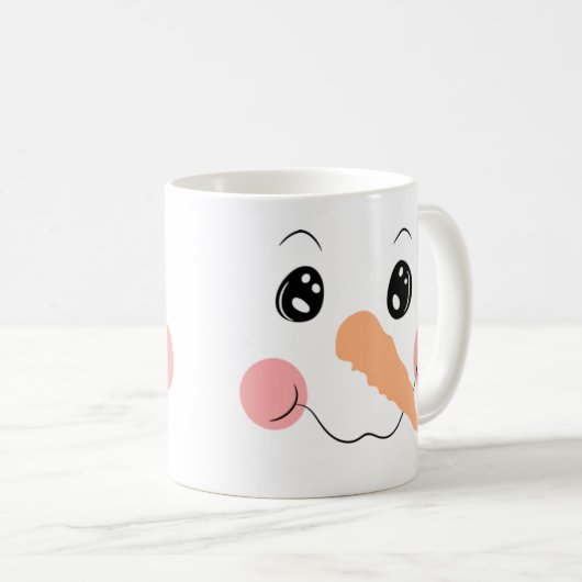 Snowman Face Large Coffee Tasse (VorderseiteRechts)