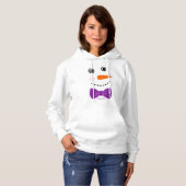 Snowman Face Lila Bowtie Name hinzufügen Hoodie (Vorne ganz)