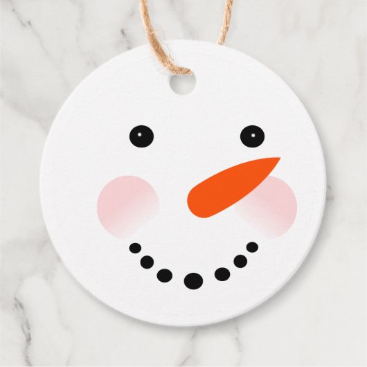Snowman Face Niedlich festliche Weihnachten Geschenkanhänger (Vorderseite)