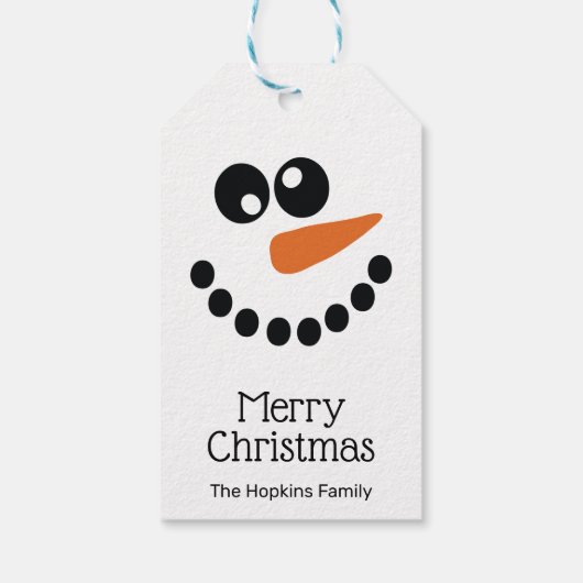 Snowman Face Personalisiert Geschenkanhänger (Rückseite)