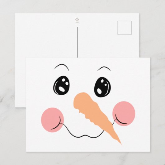 Snowman Face Postcard Postkarte (Vorne/Hinten)