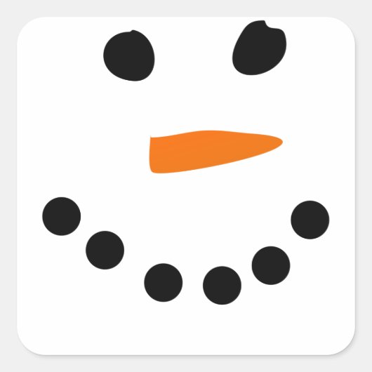 Snowman Face Quadratischer Aufkleber (Vorderseite)
