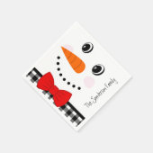 Snowman Face Red Bowtie Black Buffalo Kariert Trim Serviette (Ecke)
