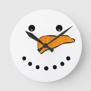 Snowman Face Runde Wanduhr