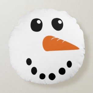Snowman Face Rundes Kissen