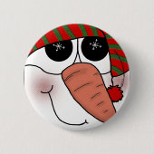Snowman Face Snowflake Sparkle Button (Vorderseite)